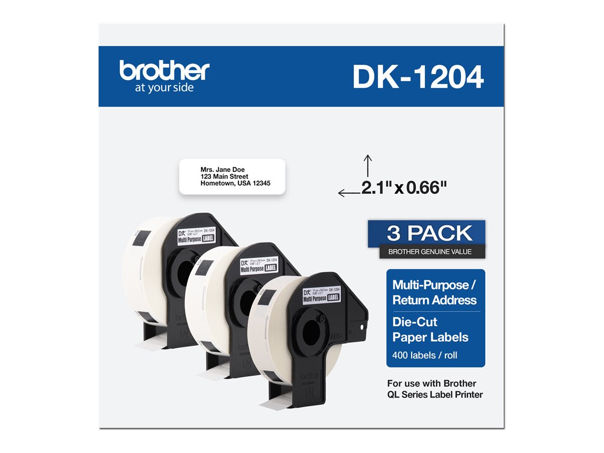 Brother DK-1204 - 17 x 54.3 mm 1200 label(s) (3 roll(s) x 400 die cut labels