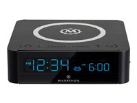 Marathon Compact Wireless Fast Dual Charging Clock - Black - CL030088BK