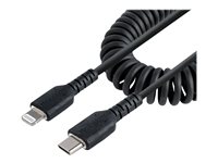 StarTech.com USB C to Lightning Cable 1m (3ft), MFi Certified, Coiled iPhone Charger Cable, Black, Durable and Flexible TPE Jacket Aramid Fiber, Heavy Duty Coil Charging Cable - Rugged USB Lightning Cable (RUSB2CLT1MBC) Lightning-kabel 1m