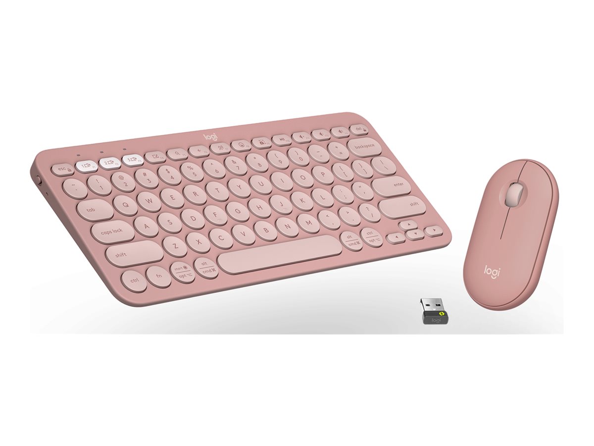 Mouse, Pebble and Keyboard Combo, Tonal Rose Wireless Logitech 2
