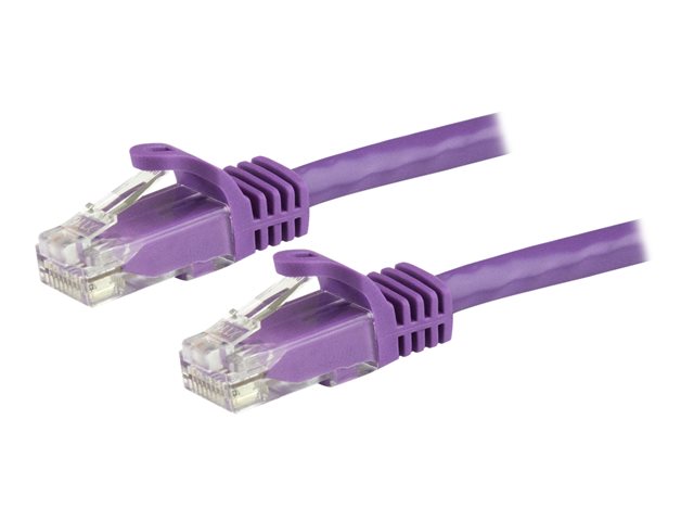 Image of StarTech.com 1.5m CAT6 Ethernet Cable, 10 Gigabit Snagless RJ45 650MHz 100W PoE Patch Cord, CAT 6 10GbE UTP Network Cable w/Strain Relief, Purple, Fluke Tested/Wiring is UL Certified/TIA - Category 6 - 24AWG (N6PATC150CMPL) - patch cable - 1.5 m - purple