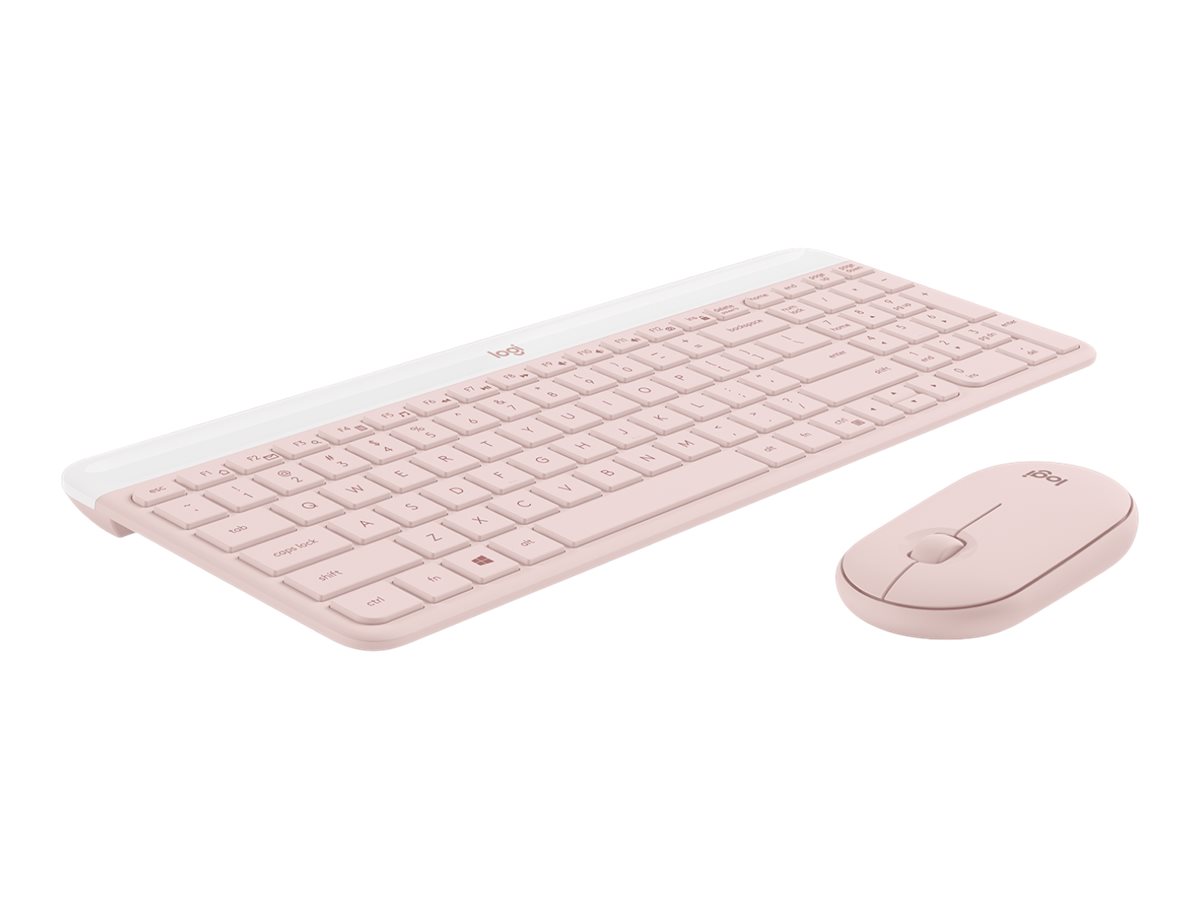 Logitech Slim Wireless Combo MK470 keyboard and mouse set QWERTY English rose Input Product shot Left-angle 79750