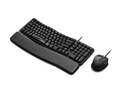 Kensington Pro Fit Ergo KM620-W keyboard and mouse set wired EQ 98% full size black Input Product shot Right-angle 79250