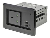 StarTech.com Conference Table Power Center with 1x CE Certified BS1363 AC Outlet & 2x USB BC 1.2, Recessed In-Table/Desk Powe