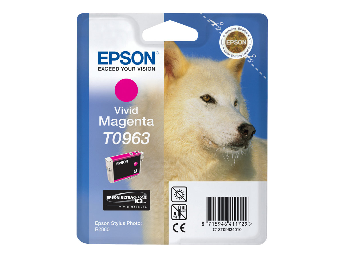 Epson T0963 vivid magenta original ink Product shot Front 79800