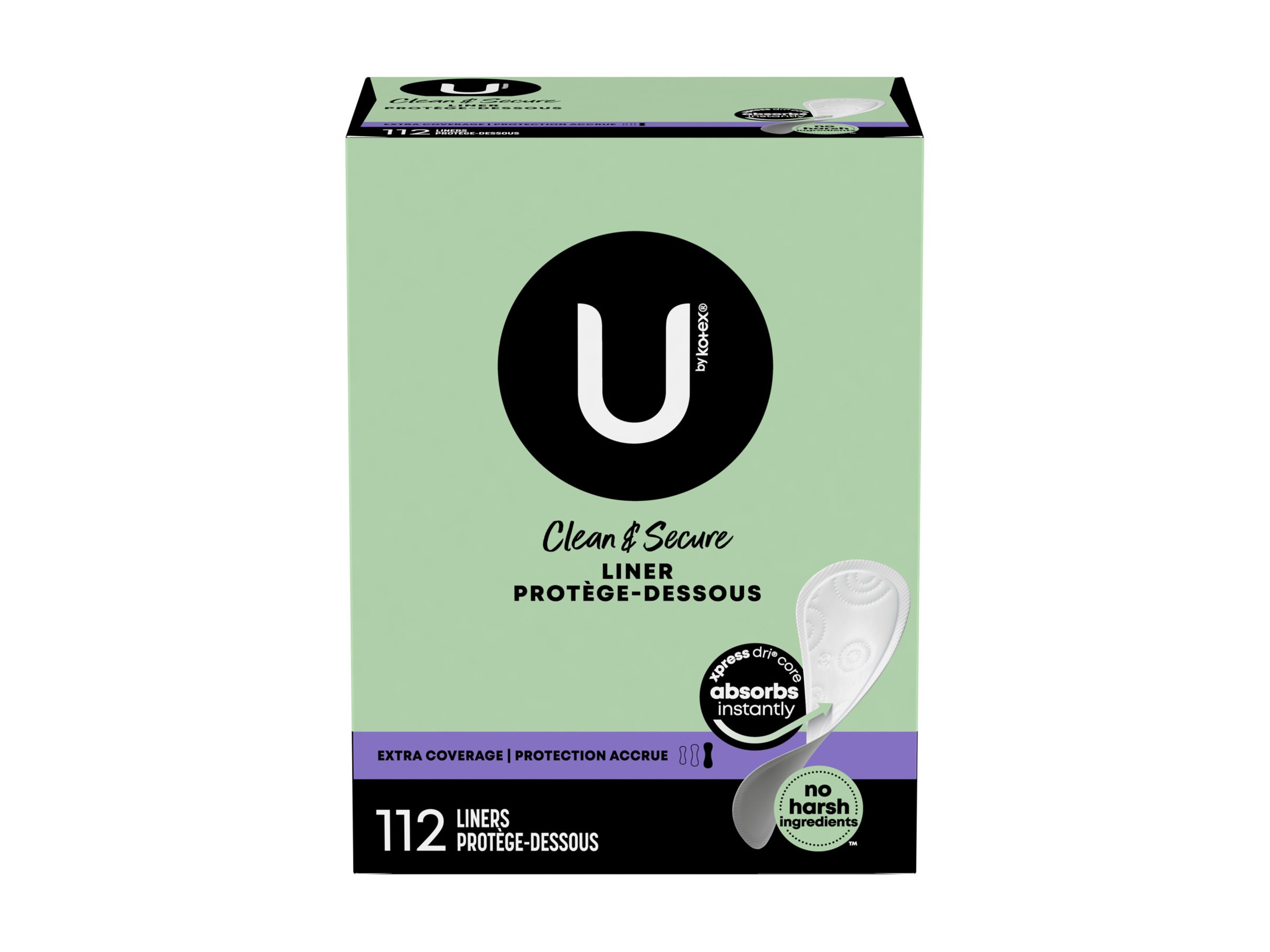 U by Kotex Clean & Secure Panty Liners Light Absorbency Extra Coverage, 112  count - Kroger