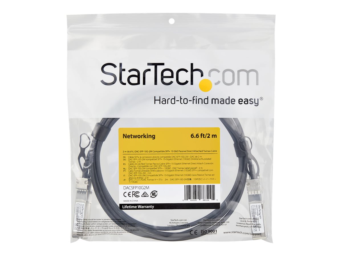 StarTech.com Dell EMC DAC-SFP-10G-2M Compatible 2m 10G SFP+ to SFP+ Direct Attach Cable Twinax, 10GbE SFP+ Copper DAC 10 Gbps Low Power Passive Mini GBIC/Transceiver Module DAC, SFP Plus - Lifetime Warranty (DACSFP10G2M) - kabel 10GBase pro přímé připojení - 2 m – foto 3