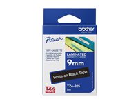 TZE-325 LAMINATED TAPE 9MM 8M WHITE ON BLACK