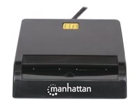 Manhattan USB-A Contact Smart Card Reader, 12 Mbps, Friction type compatible, External, Windows or Mac, Cable 105cm, Black, T