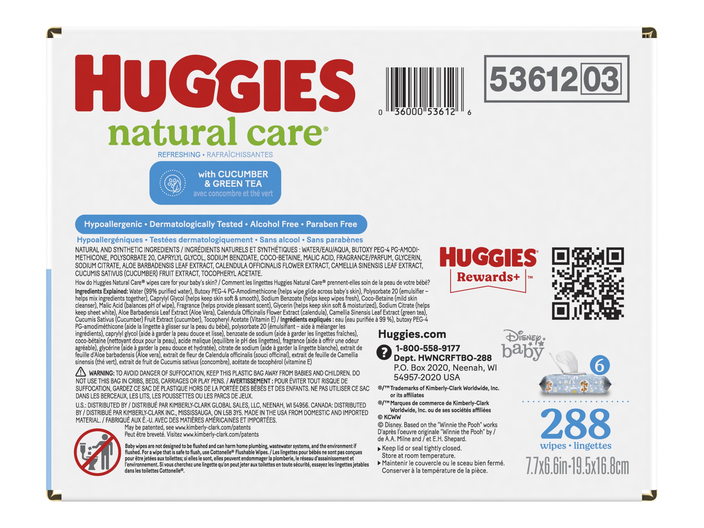 Huggies Natural Care Refreshing Baby Wipes - Cucumber/Green Tea - 6 Flip Top Packs - 288 Wipes