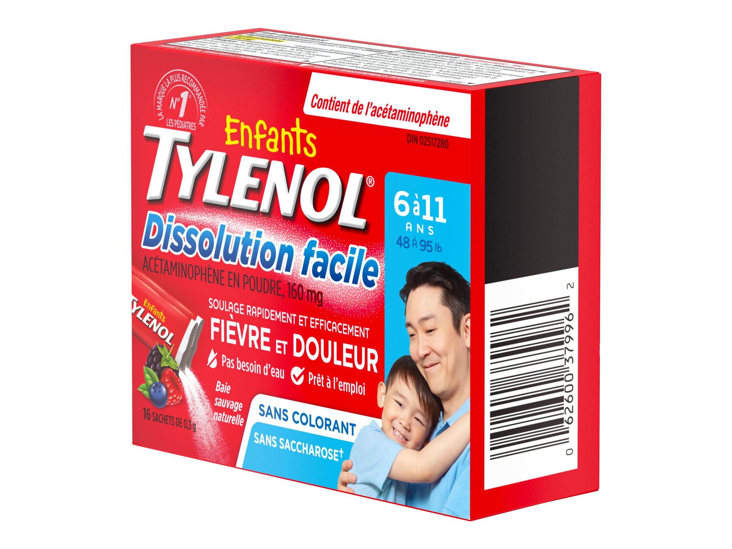 Tylenol* Easy Dissolve Pain Relief Acetaminophen Powder Wild Berry 16s