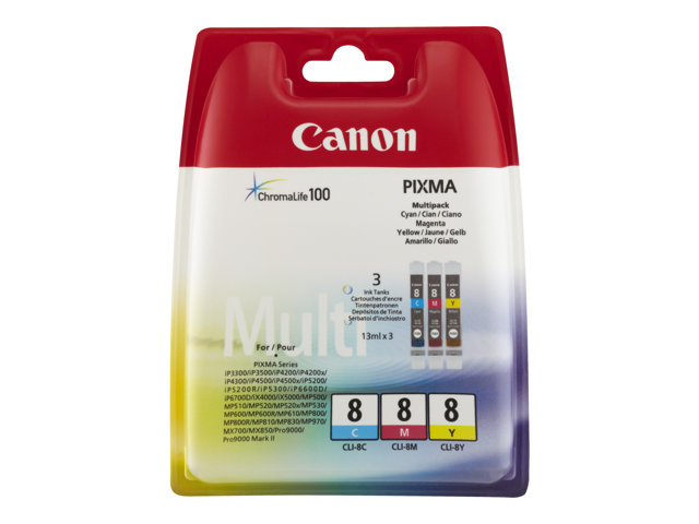 Image of Canon CLI-8 Multipack - 3-pack - yellow, cyan, magenta - original - ink tank