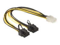 DeLOCK 8 pin PCI Express-strøm med aftagelig 2 pin sektion (male) - 6 pin PCI Express-strøm (female) 30cm Strømkabel