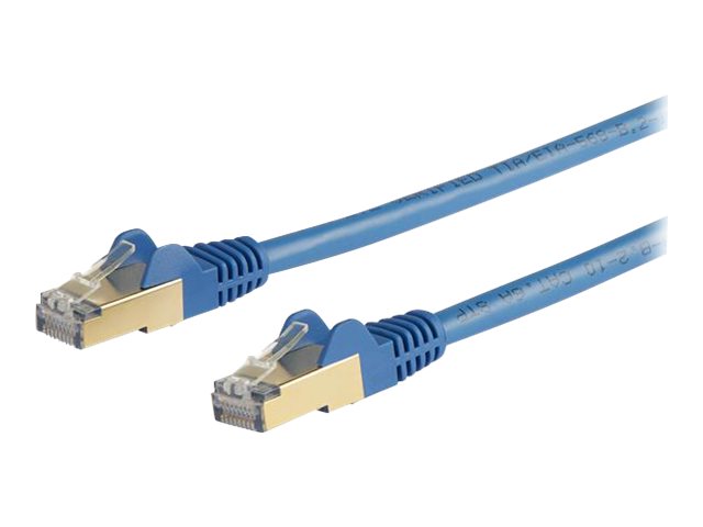 Image of StarTech.com 5m CAT6A Ethernet Cable, 10 Gigabit Shielded Snagless RJ45 100W PoE Patch Cord, CAT 6A 10GbE STP Network Cable w/Strain Relief, Blue, Fluke Tested/UL Certified Wiring/TIA - Category 6A - 26AWG (6ASPAT5MBL) - patch cable - 5 m - blue