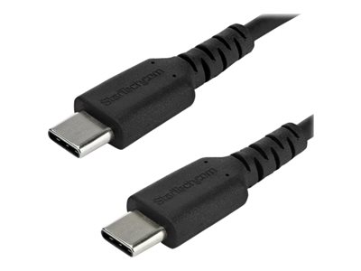 StarTech.com 2m USB C Charging Cable, Durable Fast Charge & Sync USB 2.0 Type C to USB C Laptop Charger Cord, TPE Jacket Aramid Fiber M/M 60W Black, Samsung S10, S20 iPad Pro MS Surface - Heavy Duty and Rugged