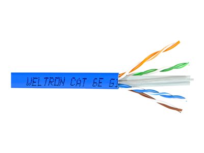 Weltron Bulk cable TAA Compliant 1000 ft UTP CAT 6 solid blue