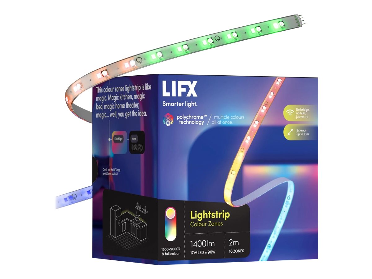 LIFX light strip LED 17 W 16 million colours/warm to cool white light 1500-9000 Product shot with extra item(s) Left-angle 78829