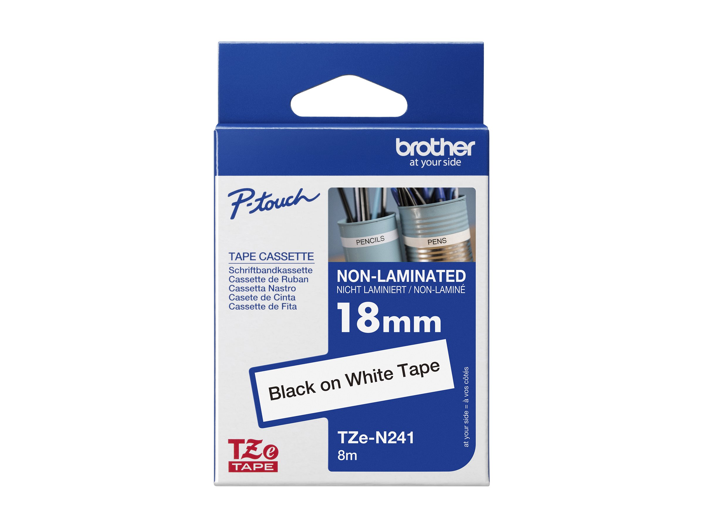 Ruban TZEN non-laminé 18mm Noir/Blanc