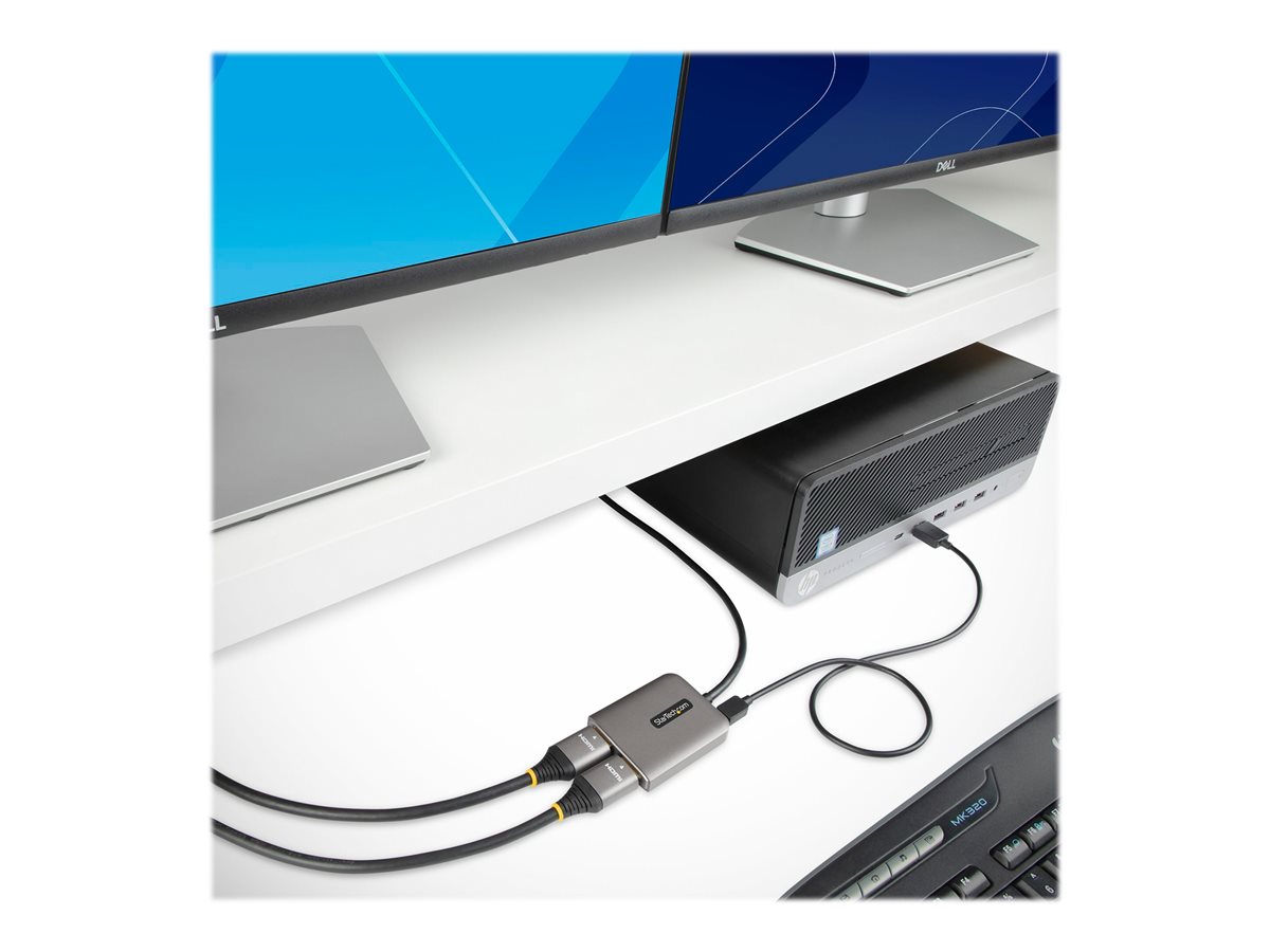StarTech.com DP to Dual HDMI MST HUB, Dual HDMI 4K 60Hz, DisplayPort Multi Monitor Adapter with 1ft (30cm) Cable, DP 1.4 Multi Stream Transport Hub, DSC | HBR3, DP to 2x HDMI Ports - DP to HDMI Splitter (MST14DP122HD) - video adaptér - DisplayPort / HDMI – foto 3