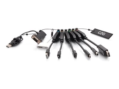 C2G Universal 4K HDMI Dongle Adapter Ring with Color Coded Mini DisplayPort, DisplayPort, USB-C, Lightning, VGA, Mini HDMI, Micro HDMI, and USB-A Male to USB-C Female
