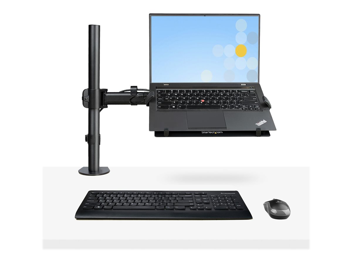 StarTech.com Laptop Desk Mount, Monitor and Laptop Mount for Desk, Displays 34in (8kg/17.6lb) & Laptops (4.5kg/9.9lbs), Adjustable & Articulating VESA Laptop Tray Arm - Desk Monitor Mount - Clamp / Grommet Mount (A-LAPTOP-DESK-MOUNT) montážní sada - pro monitor / notebook - černá – foto 2