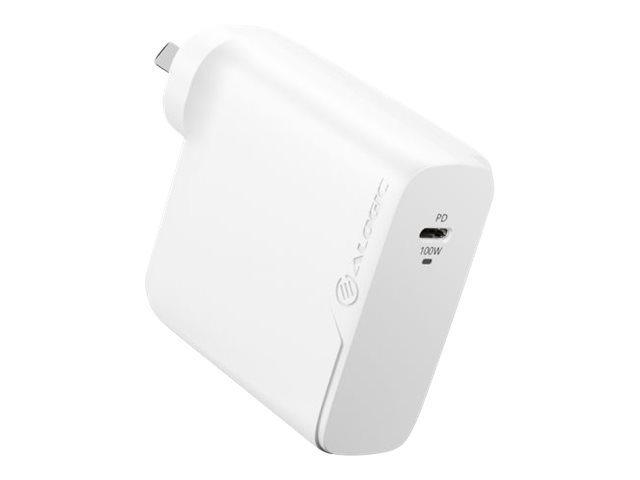ALOGIC Rapid Power 1X100 GaN Charger power adapter USB-C 100 Product shot Left-angle 79300
