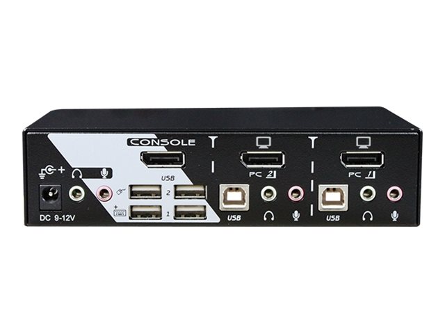 Rextron PAAG-112 KVM switch 4K DisplayPort with USB 2.0 two-way audio 2 Product shot Front 79350