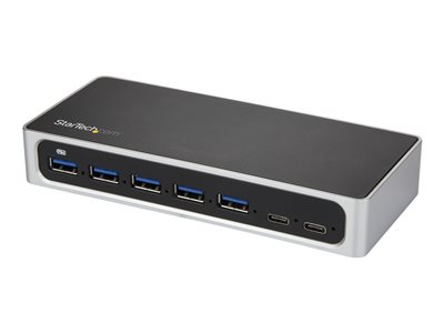 StarTech.com 7 Port USB C Hub with Fast Charge Port, USB-C to 5x USB-A 2x USB-C USB 3.0 (USB 3.1/3.2 Gen 1 SuperSpeed 5Gbps), Self Powered Type-C Hub w/ Power Adapter, Desktop/Laptop Hub