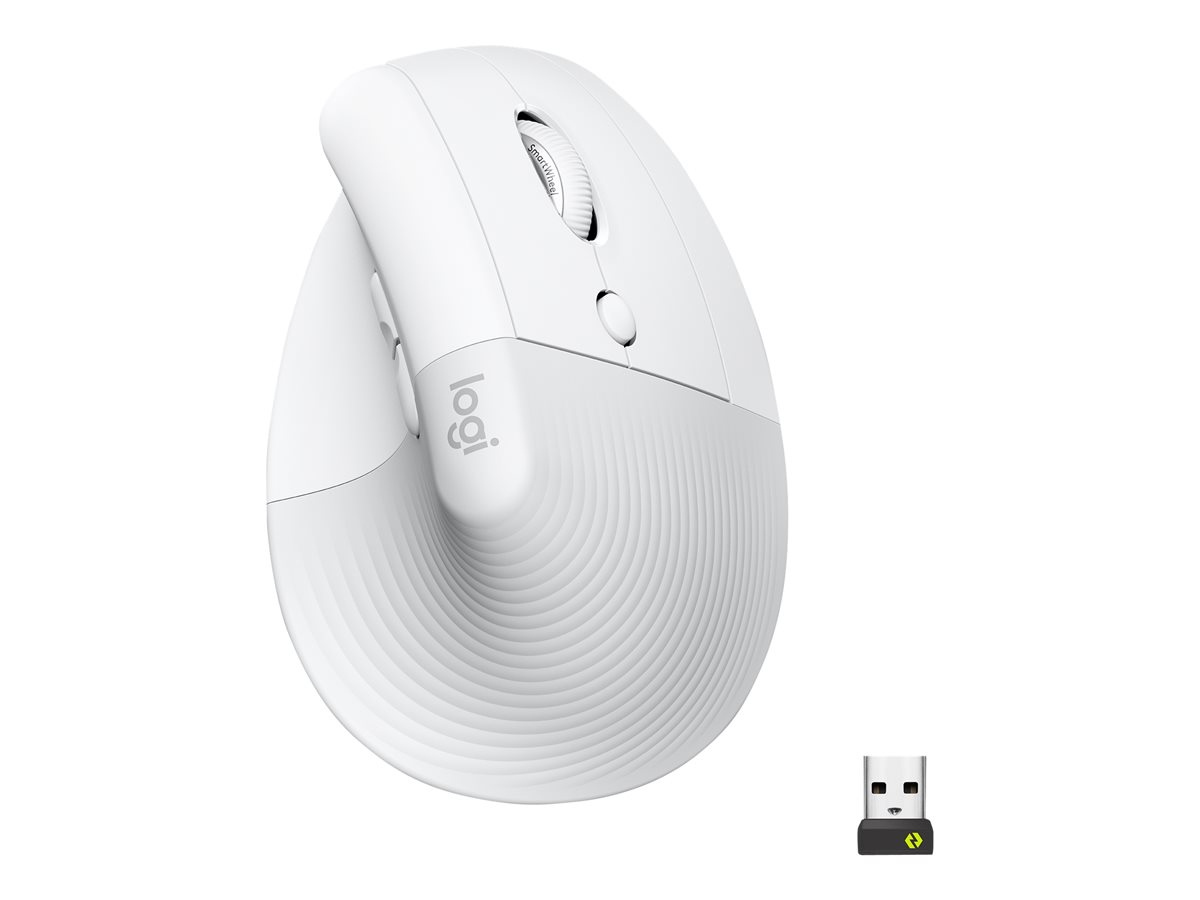 Logitech Lift Vertical Ergonomic Mouse - vertikální myš - Bluetooth, 2.4 GHz - bělavá