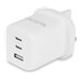 power adapter - compact, GaN - 2 x USB-C, USB - 65