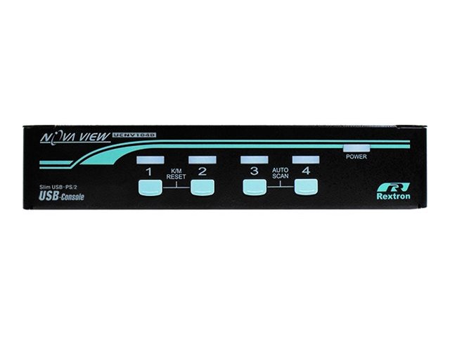 Rextron NovaView UCNV-104D KVM switch with OSD PS/2 USB hotkey control 4 ports Product shot Front 79350