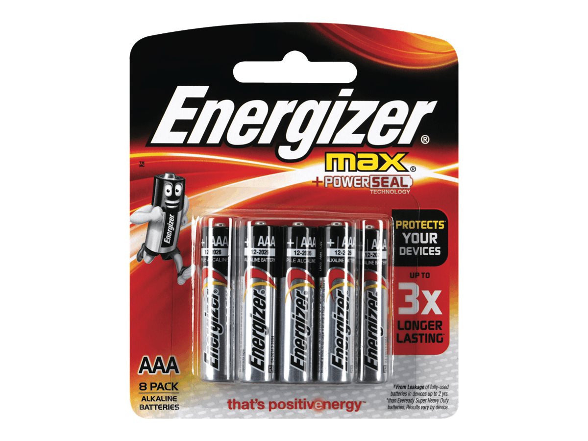 Energizer Max battery 8 x AAA Product shot Front 79800
