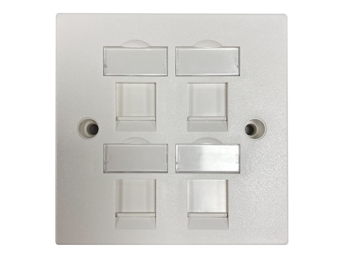 Eaton Tripp Lite Series 4-Port UK-Style Keystone Wall Plate, Unloaded Shuttered Module, White