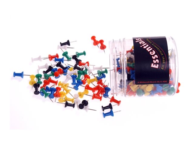 Whitecroft Essentials Push Pins Assorted Colours Pack Of 200
