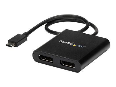 StarTech.com 2-Port Multi Monitor Adapter, USB-C to 2x DisplayPort 1.2 Video Splitter, USB Type-C to DP MST Hub, Dual 4K 30Hz or 1080p 60Hz, Compatible with Thunderbolt 3, Windows Only