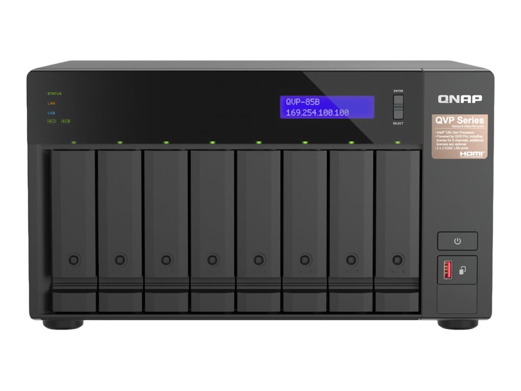 QNAP QVP-63B standalone NVR 8 Product shot Front 79650