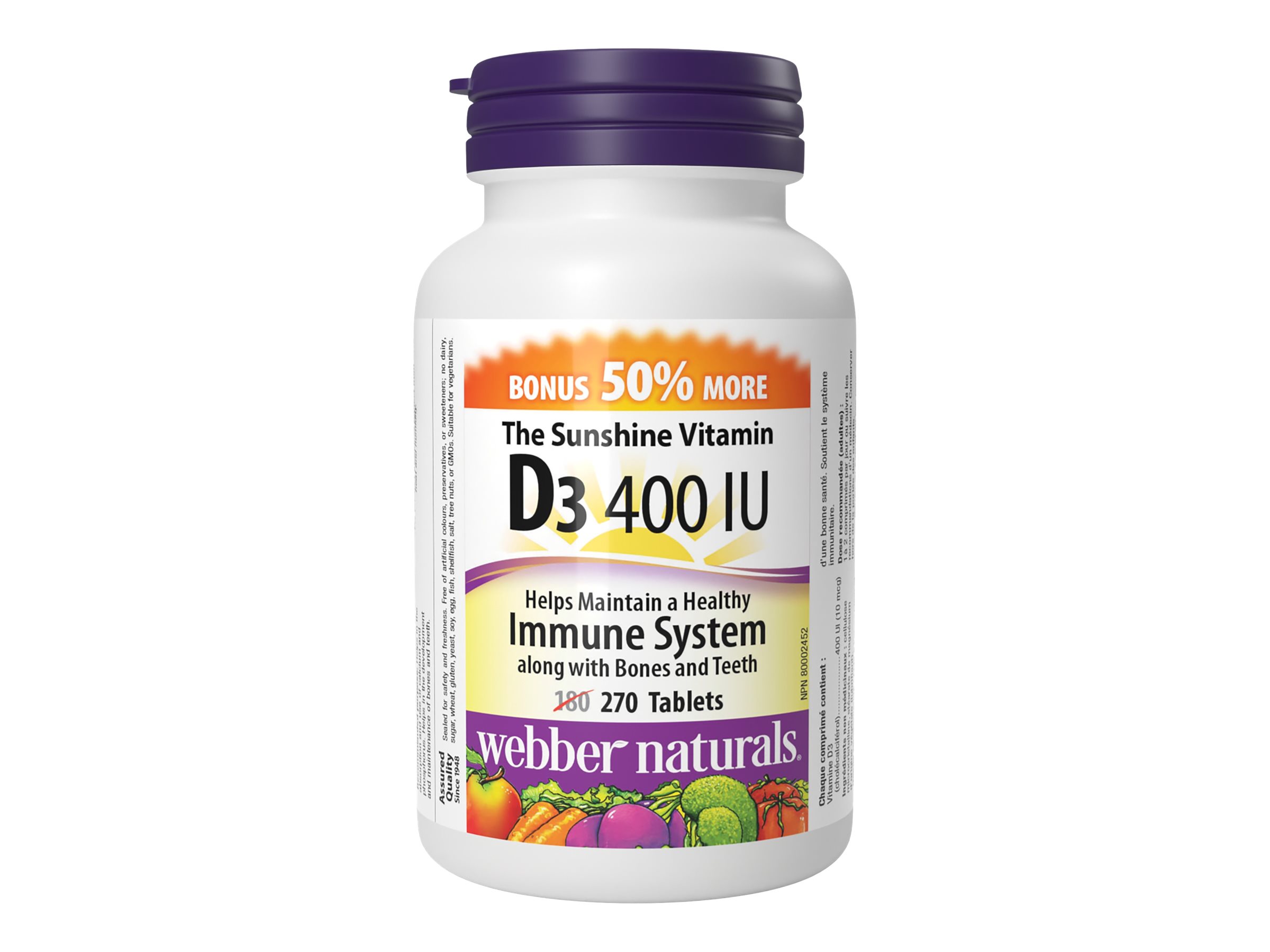 Webber Naturals Vitamin D3 Tablets - 400 IU - 270's
