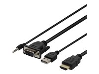 DELTACO HDMI-kabel HDMI/VGA/audio/USB 1m Sort