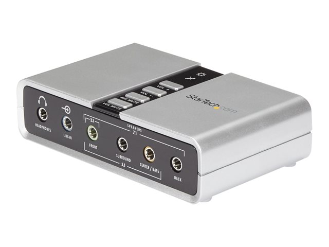 Image of StarTech.com 7.1 USB Sound Card - External Sound Card for Laptop with SPDIF Digital Audio - Sound Card for PC - Silver (ICUSBAUDIO7D) - sound card