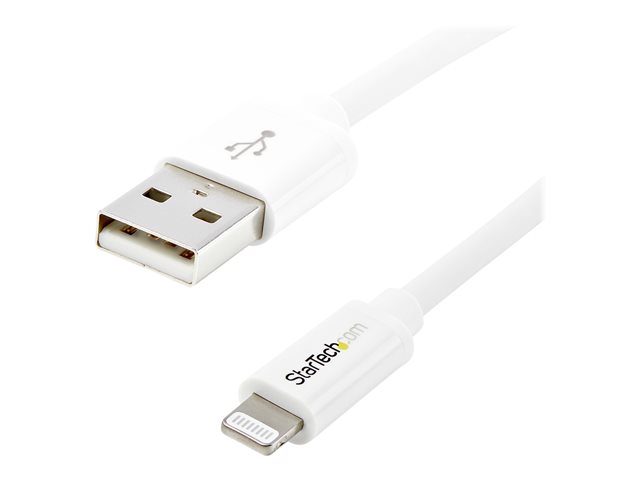 Image of StarTech.com 1m (3ft) White Apple 8-pin Lightning Connector to USB Cable for iPhone / iPod / iPad - Charge and Sync Cable - 1 meter (USBLT1MW) - Lightning cable - Lightning / USB - 1 m