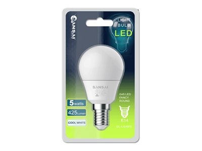 Sansai, LED light bulb, shape: G45, E14, 5 W, cool white light, 6500 K