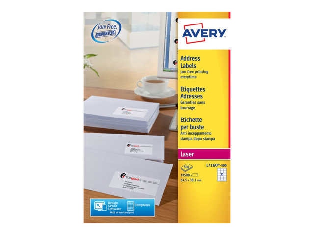 Avery Address Labels 500 Pcs 381 X 635 Mm