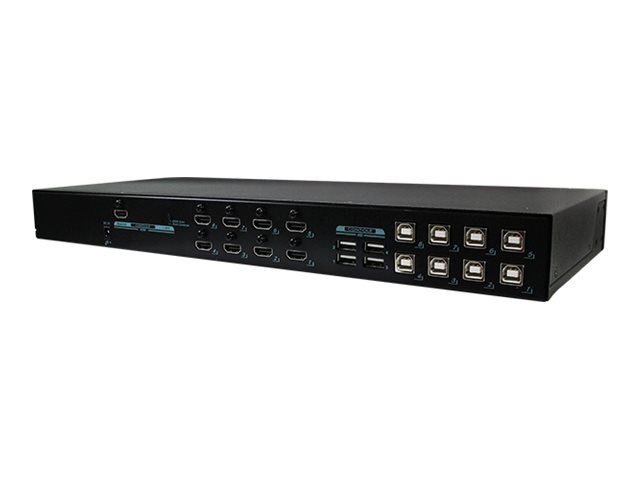 Rextron KNVM-08A0 KVM switch 4K with USB hotkey control 8 Product shot Right-angle 79400