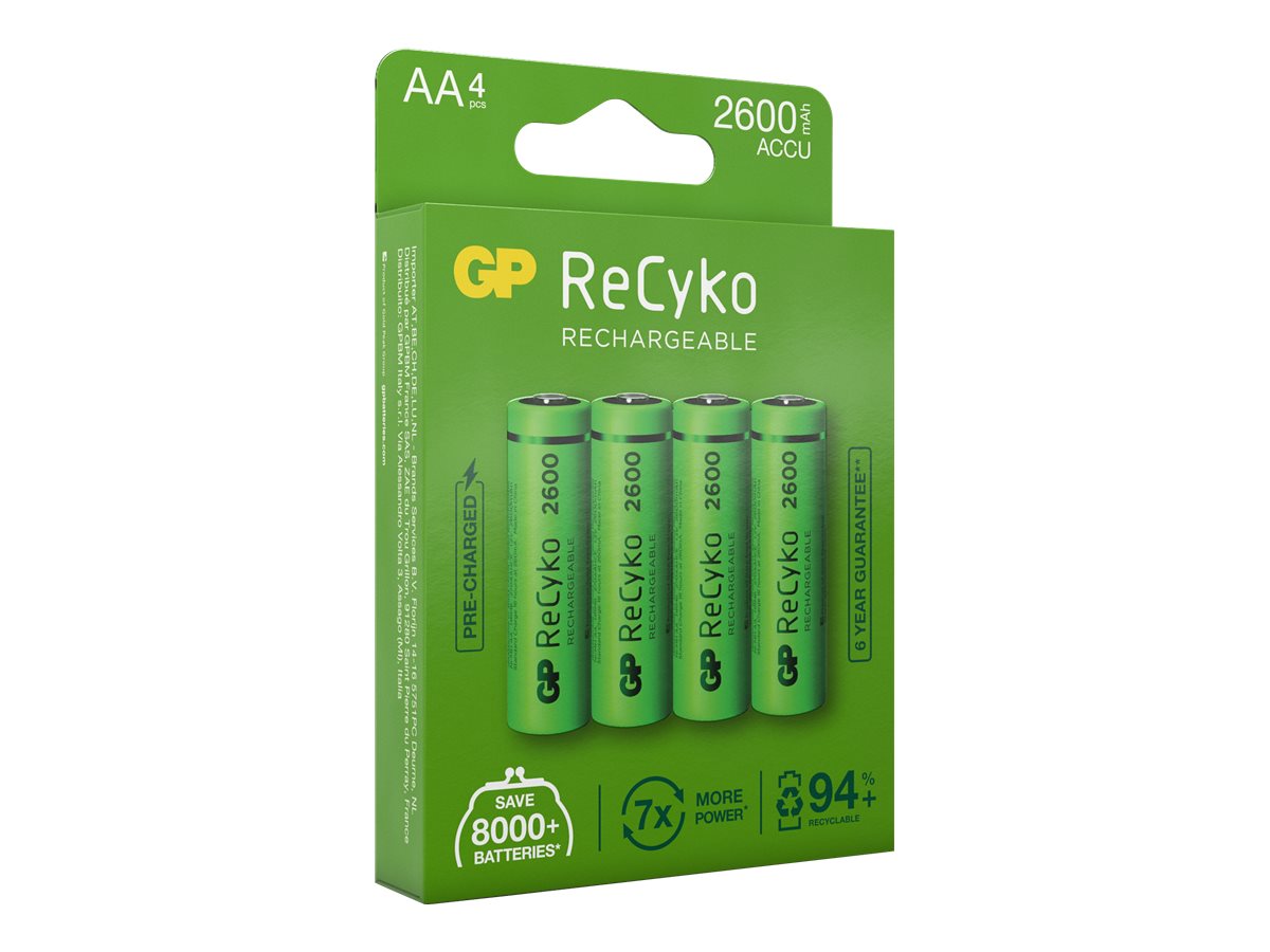 komponent bøn der GP ReCyko AA type Batterier til generelt brug (genopladelige) 2600mAh |  Stort udvalg, billige priser og hurtig levering
