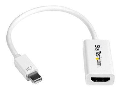 StarTech.com Mini DisplayPort to HDMI 4K Audio / Video Converter - mDP 1.2 to HDMI Active Adapter for MacBook Pro/Air - 4K @ 30Hz - White (MDP2HD4KSW) - Adapter - Mini DisplayPort male to HDMI female - 15 cm - white - active, 4K30Hz (3840 x 2160) support