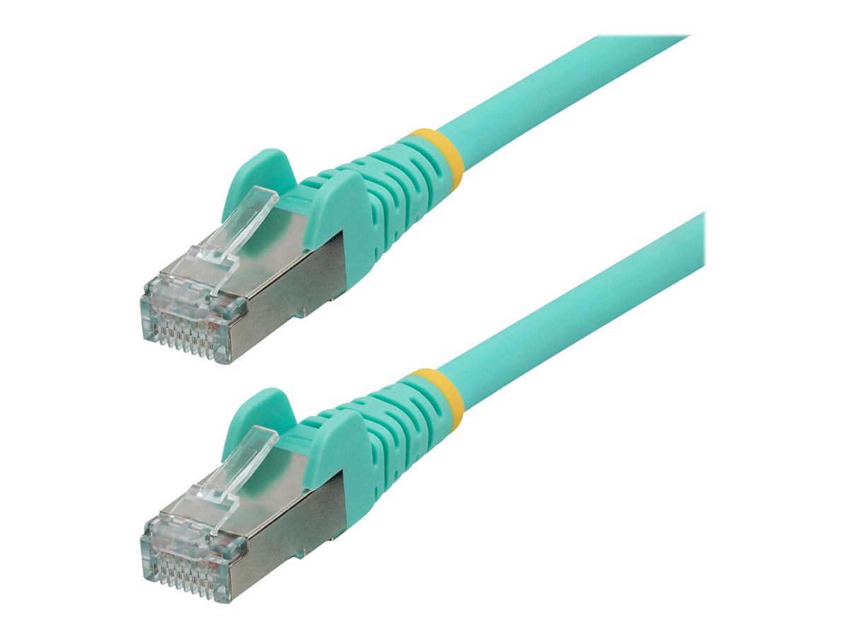 Startech 7ft LSZH CAT6a Ethernet Cable, Aqua, 10 Gigabit Snagless RJ45 100W PoE Patch Cord, CAT 6A 10GbE 27AWG S/FTP Network Cable w/Strain Relief, ETL