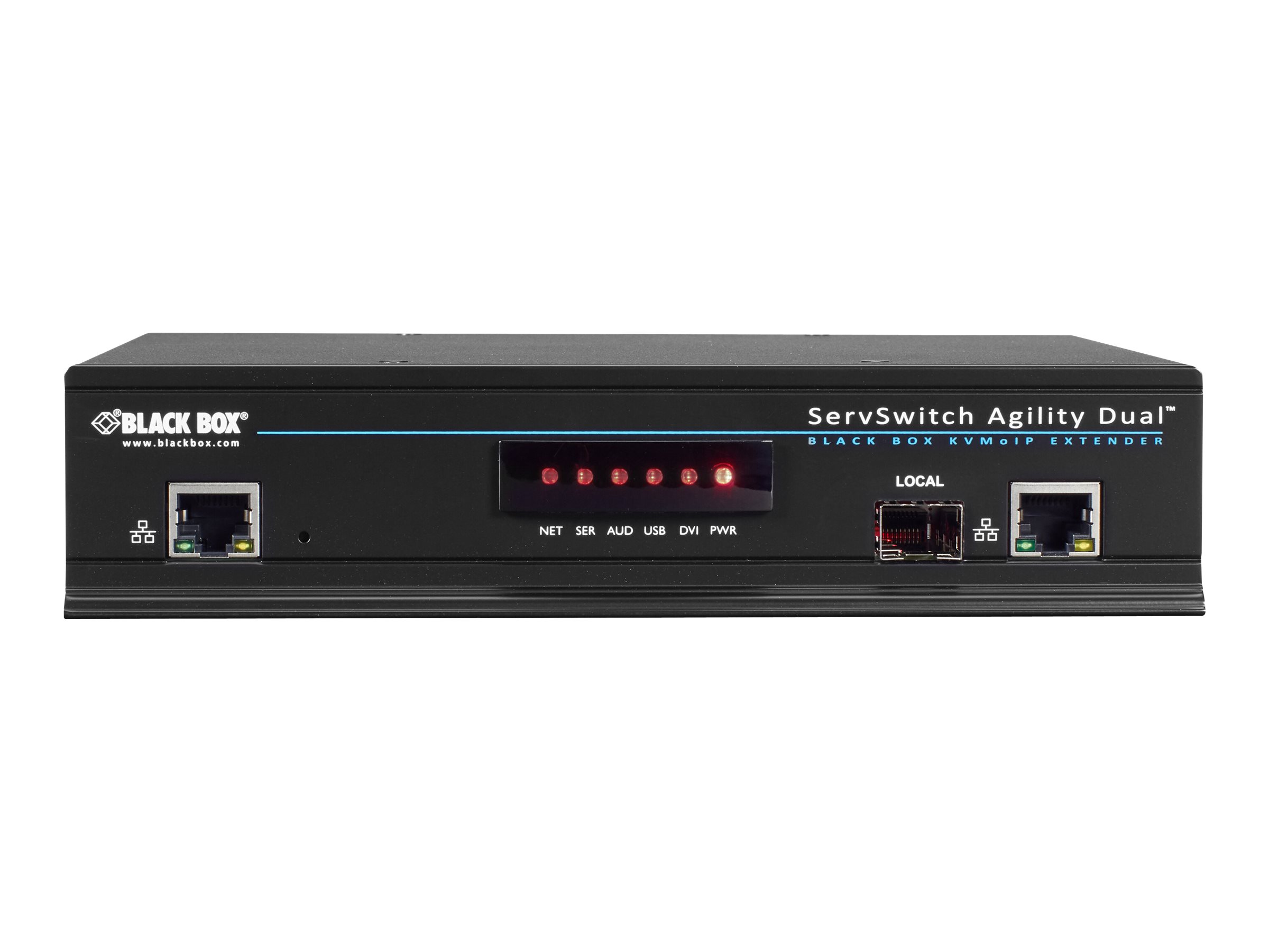 Black Box ServSwitch Agility Dual DVI, USB, and Audio KVM Extender over IP, Dual-Head or Dual-Link, Transmitter