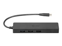 i-Tec USB C Slim 3-port HUB with Gigabit Ethernet adapter - hub - 3 ports
