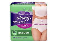 Always Discreet Maximum Protection Incontinence Underwear - Extra Large - 15's