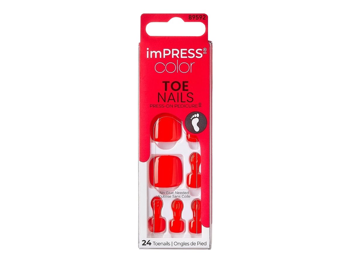 ImPRESS Color PressOn Pedicure False Toe Nails Kit Unconditional 24's